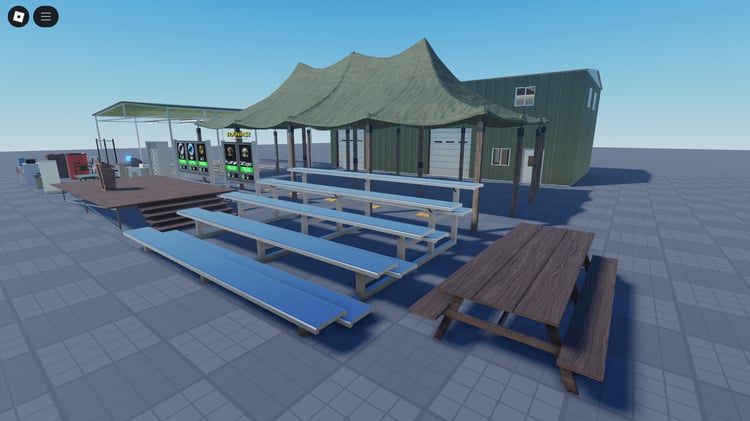 Sandbags and barricades in Roblox map