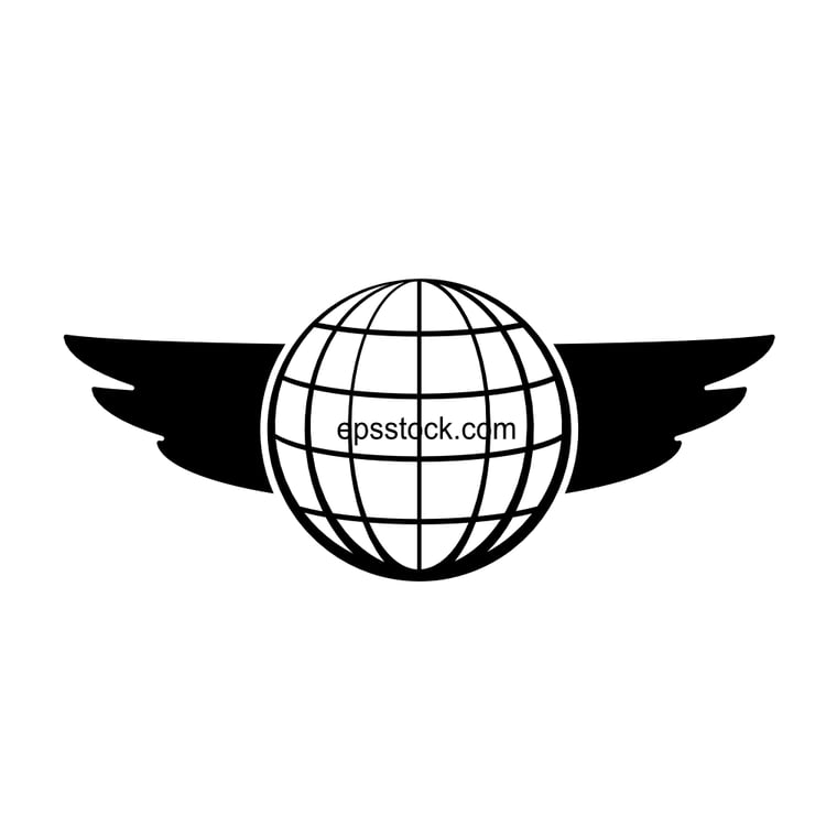 Aviation logo, earth with wings
