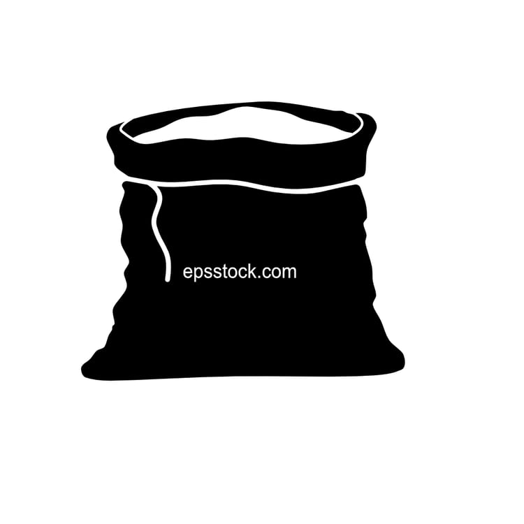 open bag emblem , sugar, flour, salt, black isolated silhouette