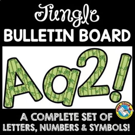 JUNGLE THEME CLASSROOM DECOR BULLETIN BOARD LETTERS LARGE PRINTABLE NUMBERS ETC