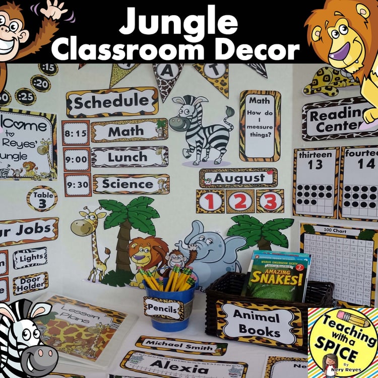 Jungle Zoo Classroom Themes Decor Bundles EDITABLE