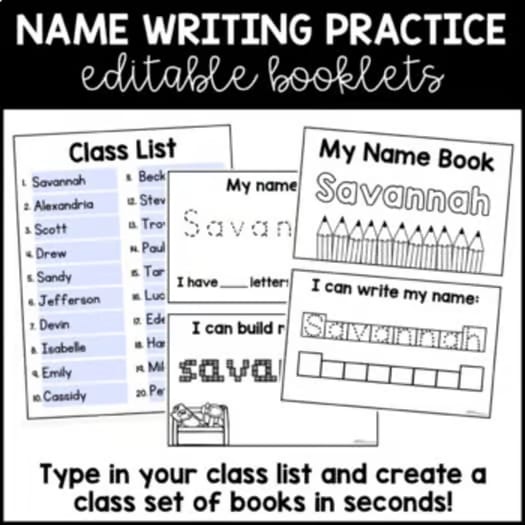 Name Tracing Practice Editable Writing Worksheets Kindergarten Activities Books
