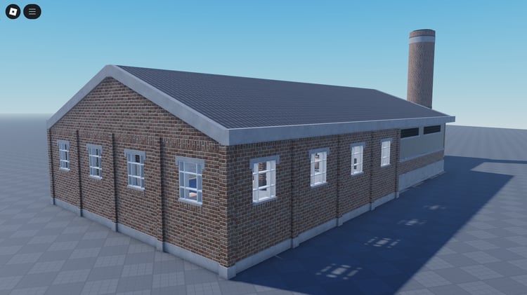 Industrial warehouse with interior Roblox asset