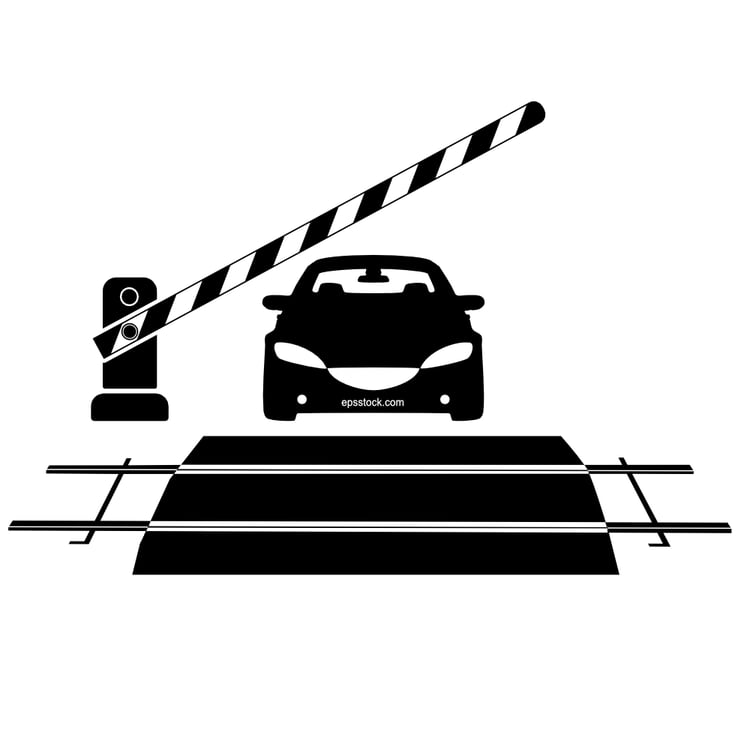 Car crosses the railway