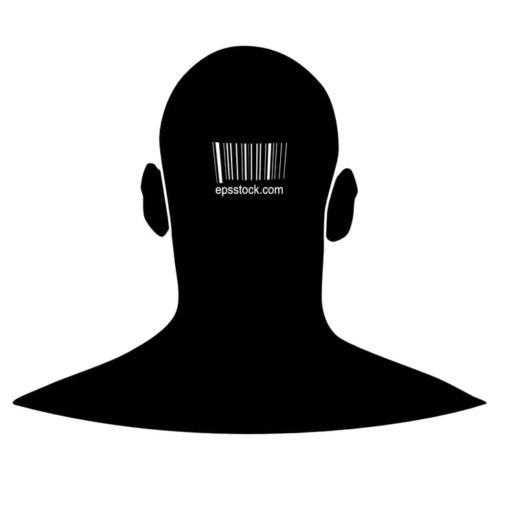 back view of man's head with barcode
