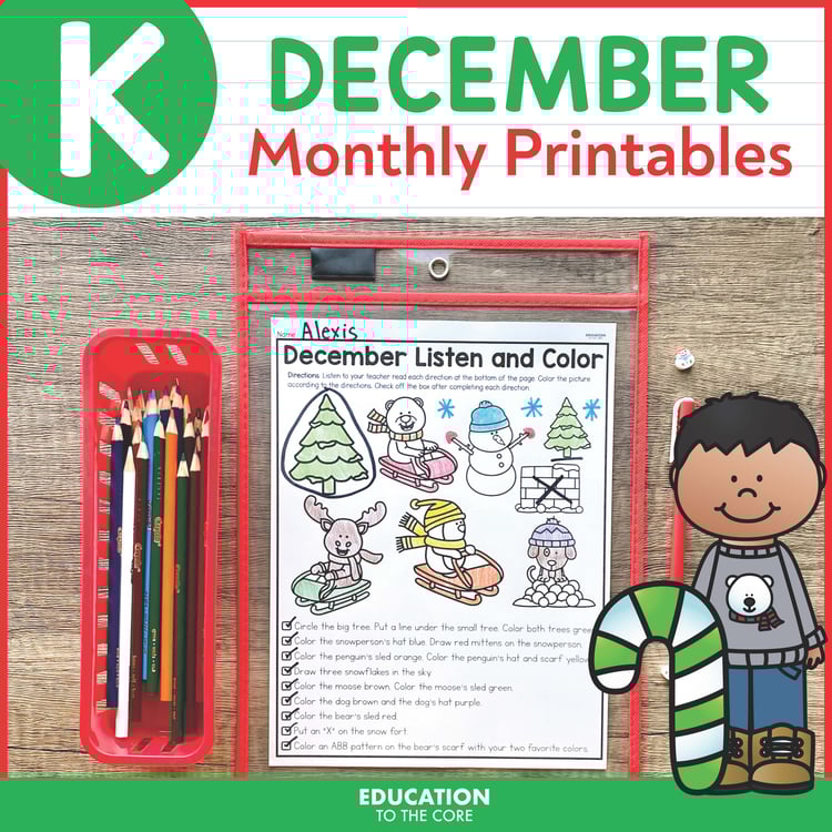 December No Prep Packet for Kindergarten | Holiday Activities