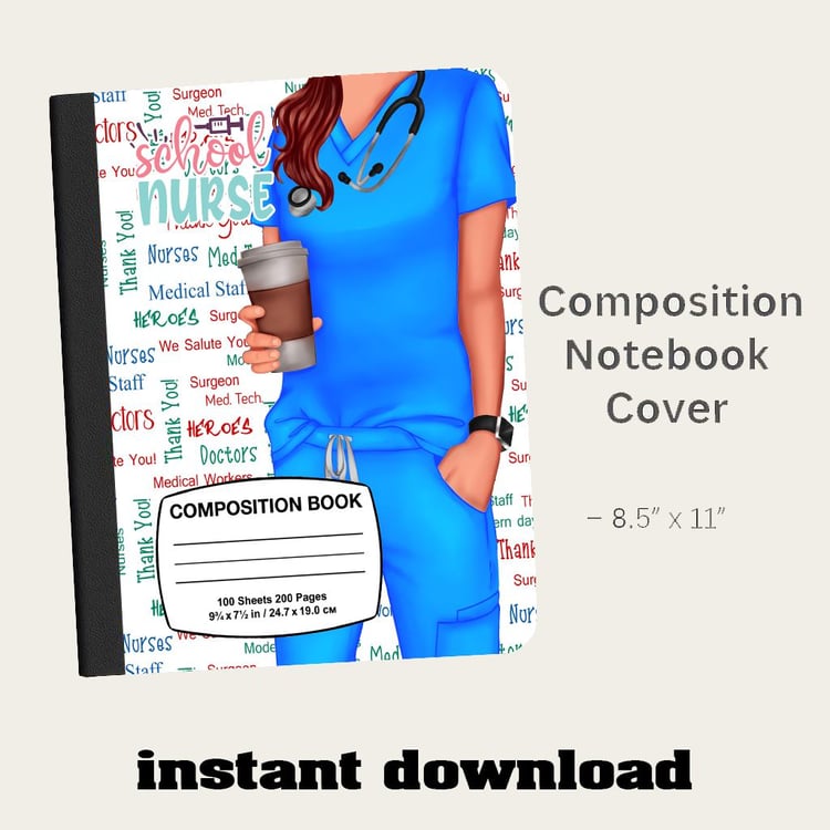 nurse notebook cover, nurse composition notebook, nurse png design, nurse journal cover, medical notebook png, printable nurse cover, nurse planner design, healthcare gift, nurse digital art, nursing student notebook, medical stationery, digital download,