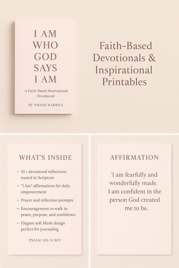 Rediscover who you are in Christ with this elegant, Scripture-filled devotional. A perfect faith-based guide to help you walk in confidence, peace, and purpose every day.