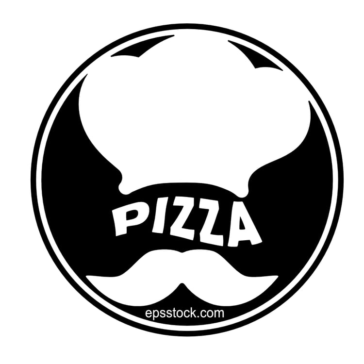 chef and pizza emblem