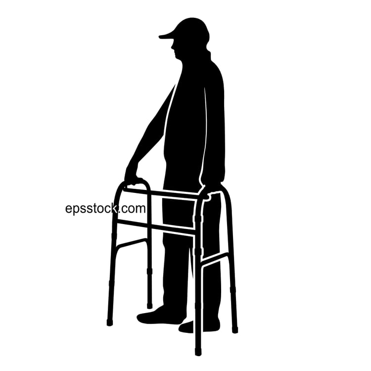 old man with walking aid