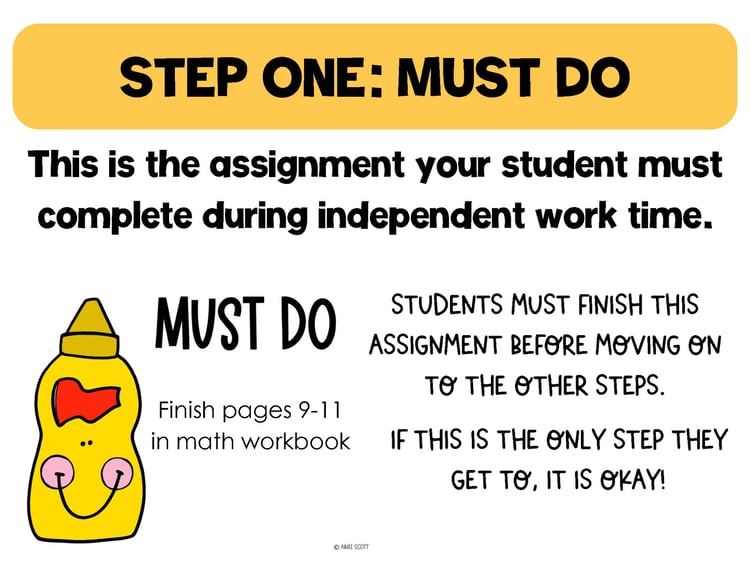 Fast Finisher Activities: Must Do, Catch Up, May Do, and Pick One