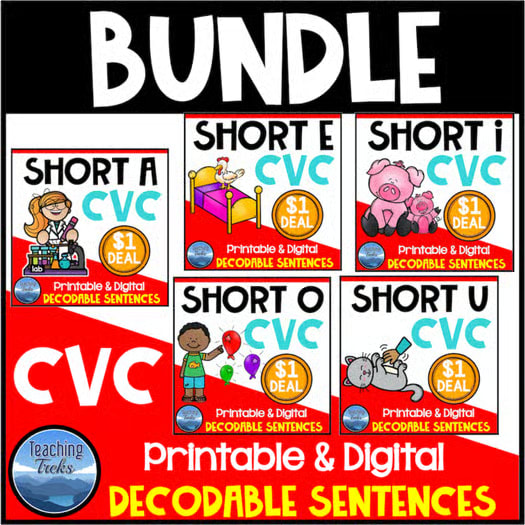 DOLLAR DEAL BUNDLE: CVC Short Vowel Decodable Sentences