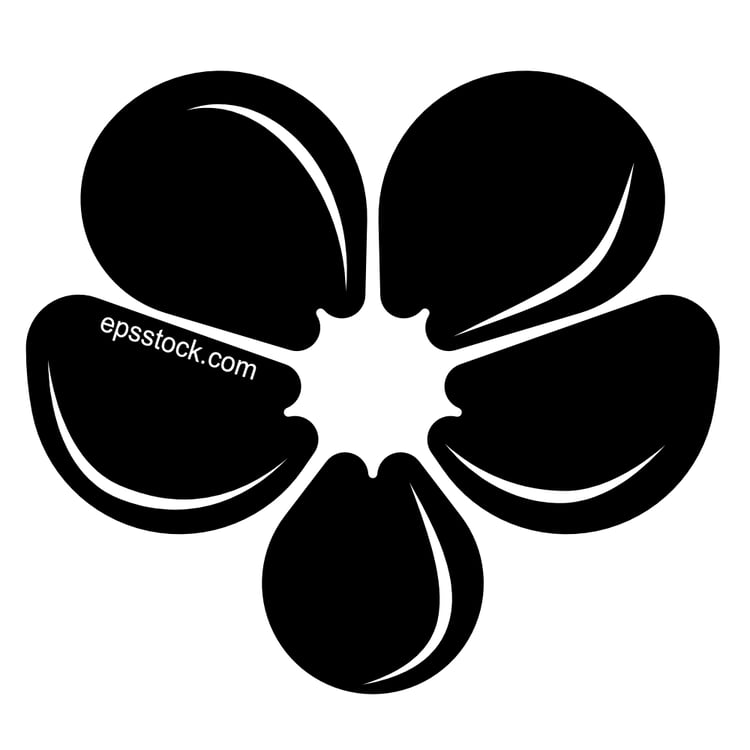 flower logo, black isolated silhouette