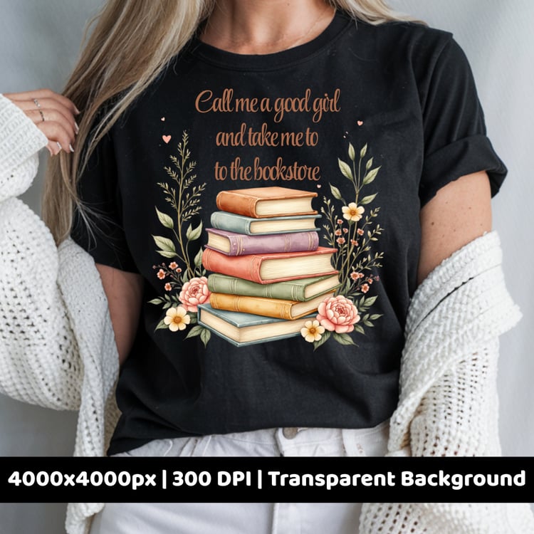 Black unisex t-shirt featuring vintage book stack and bookstore quote. Trendy BookTok fashion for cozy-core readers and reading girlies.