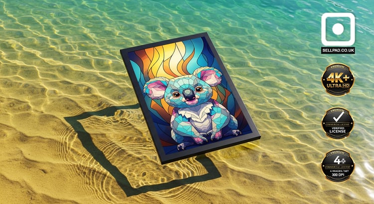 Mosaic Koala Pop Art Vibrant Digital Illustration – Contemporary Wall Art View