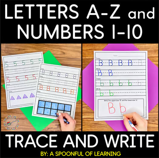 A-Z Trace, Write & Numbers 1-10 Trace, Write, Draw, Fill Ten Frame