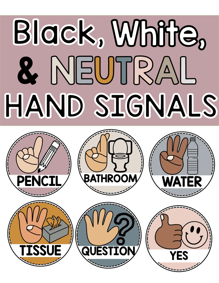 Hand Signals - Black, White & Neutral