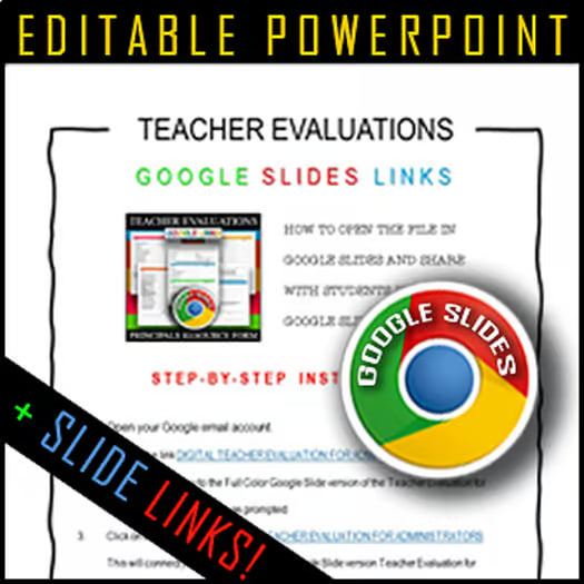 Teacher Evaluation Rubric Principals Administrators GOOGLE SLIDE LINKS