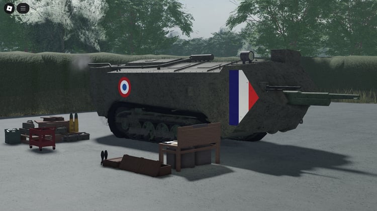 WWI assault tank model in Roblox