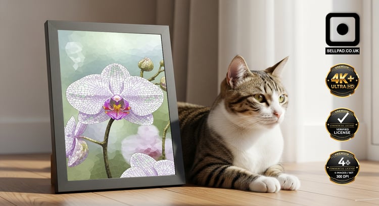 Fantasy Orchid Blossom Abstract Digital Poster – Clean Interior Background