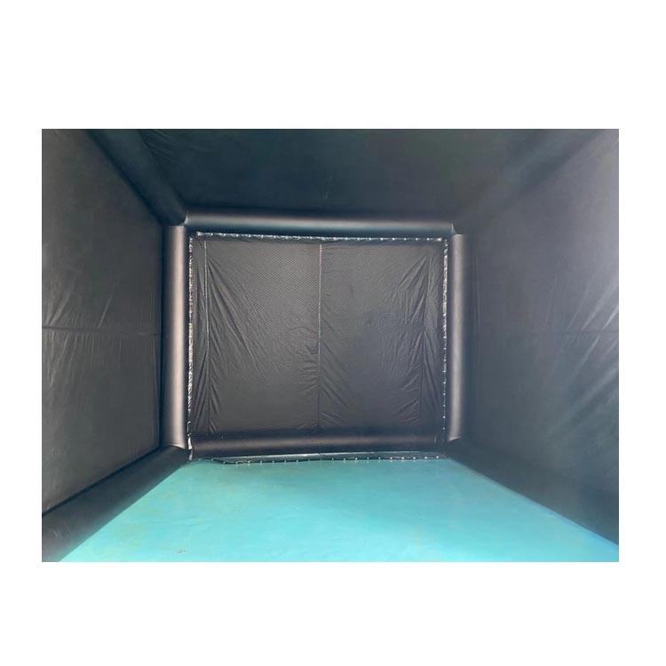 Close up of the heavy-duty impact screen on the portable golf simulator