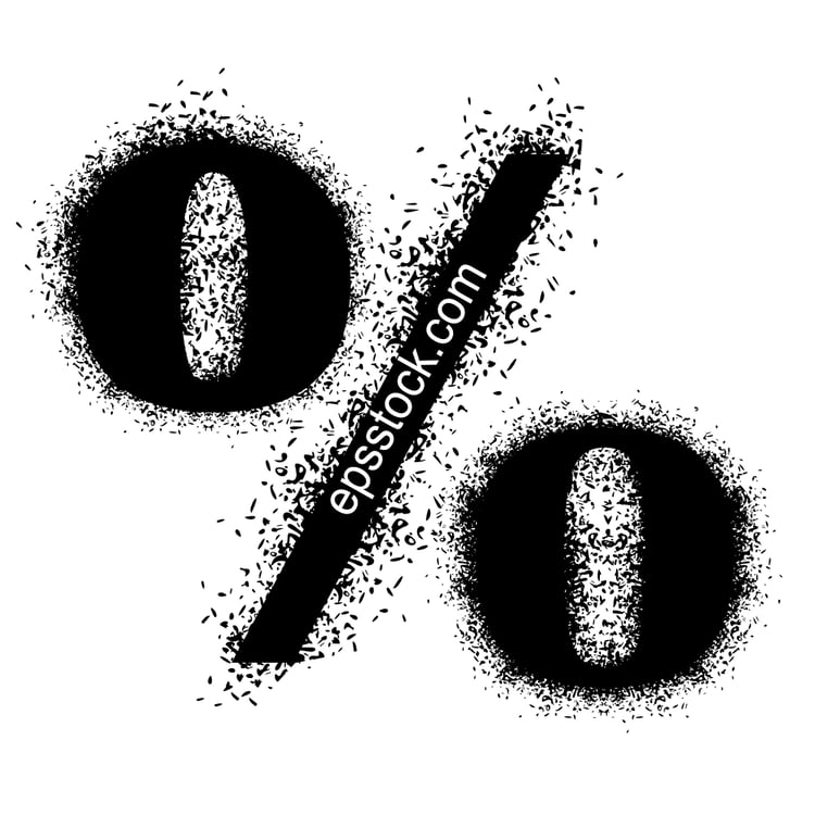 percent sign with spray paint drops