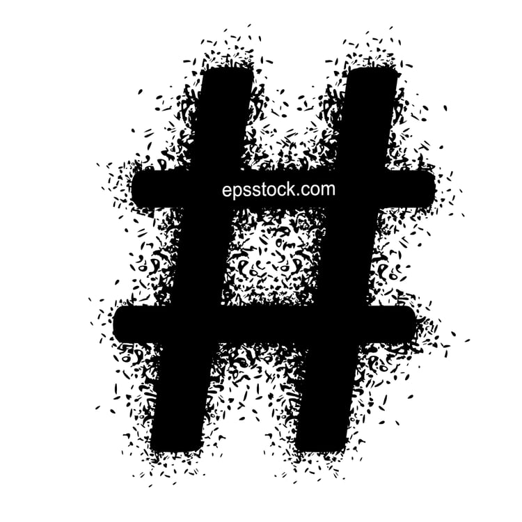 hashtag sign with spray paint drops