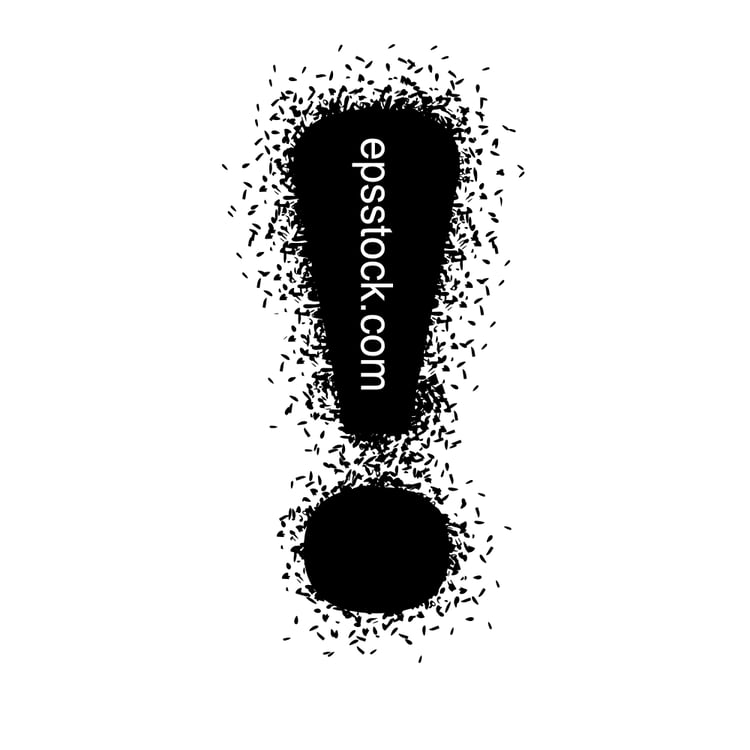 Exclamation mark with spray paint drops