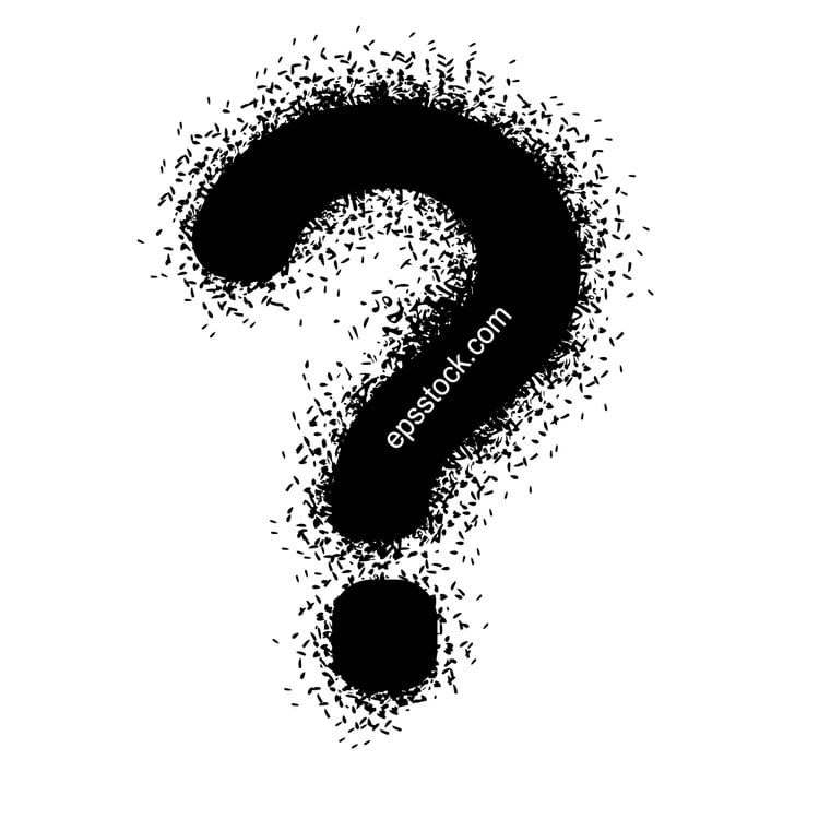 question mark with drops of spray paint,