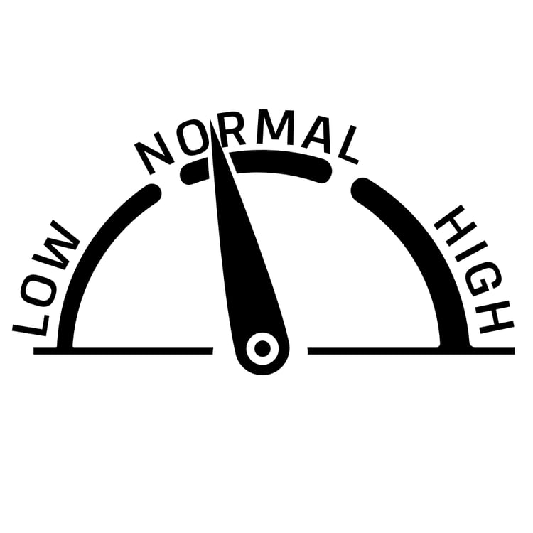 low, normal, high, arrow indicator