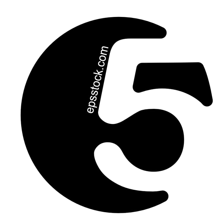 number 5 Logo,  black isolated silhouette
