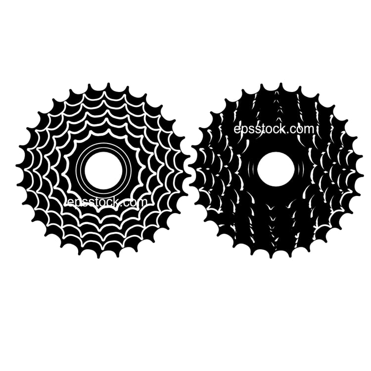 Bicycle Speed Gear, black isolated silhouette