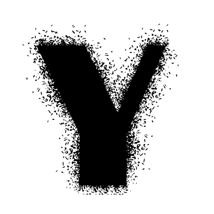 letter Y with Spray Paint Drips, black isolated silhouette