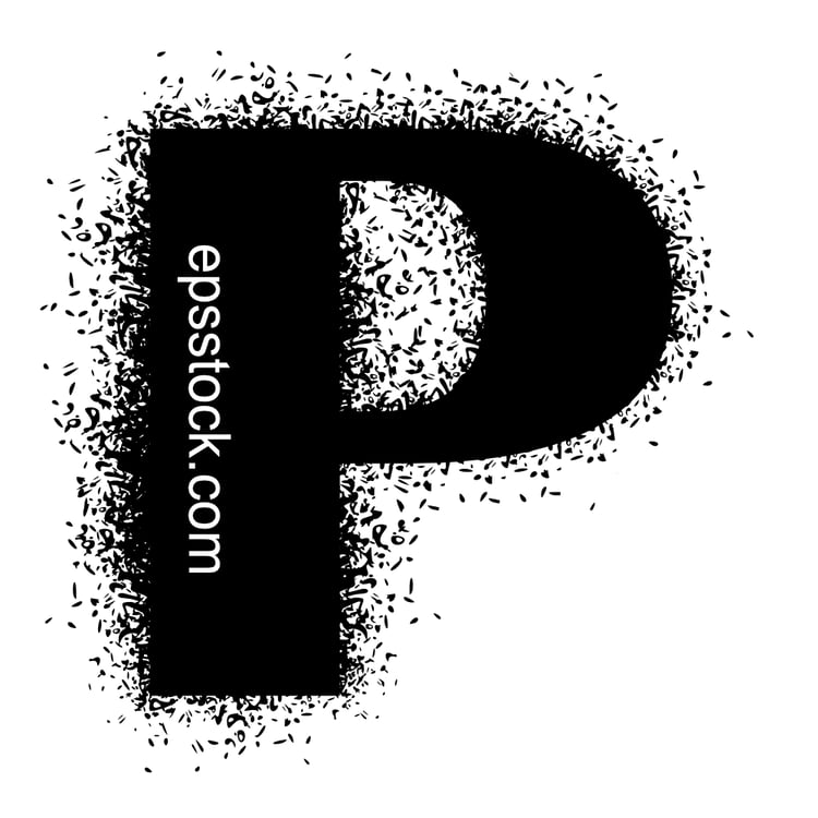 letter P with Spray Paint Drips, black isolated silhouette