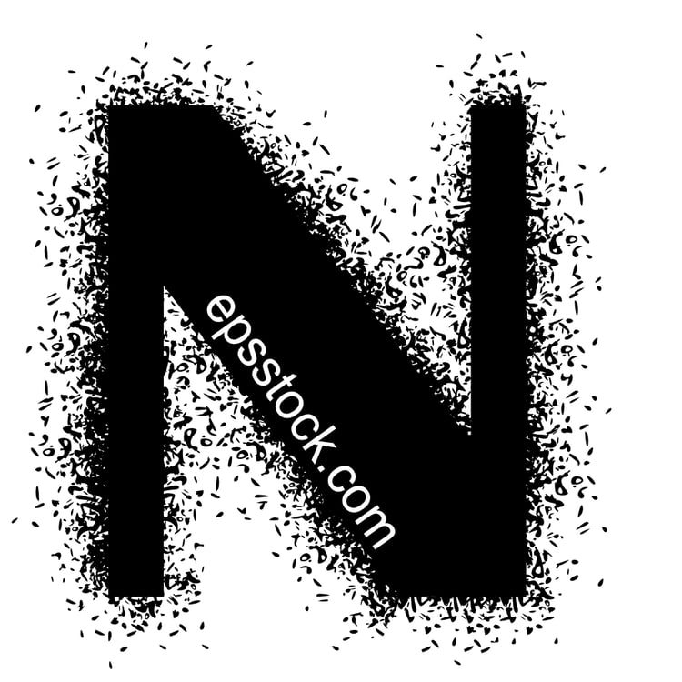 letter N with Spray Paint Drips, black isolated silhouette