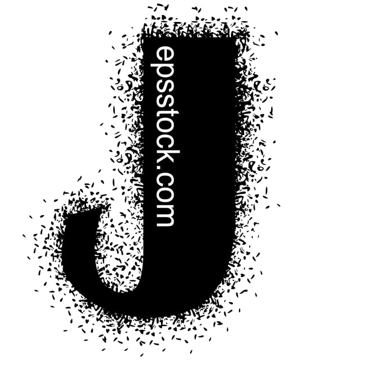 letter J with Spray Paint Drips, black isolated silhouette