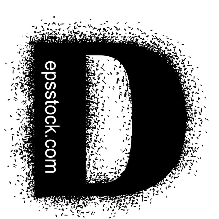 letter D with Spray Paint Drips, black isolated silhouette