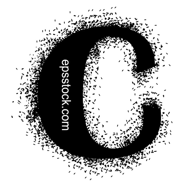 letter C with Spray Paint Drips, black isolated silhouette