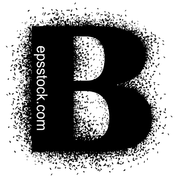 letter B with Spray Paint Drips, black isolated silhouette