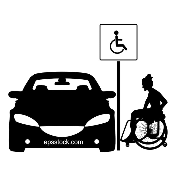 Disabled person car in parking lot
