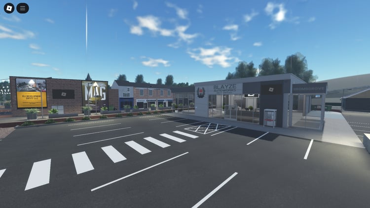 Brick building row houses in UK style Roblox map