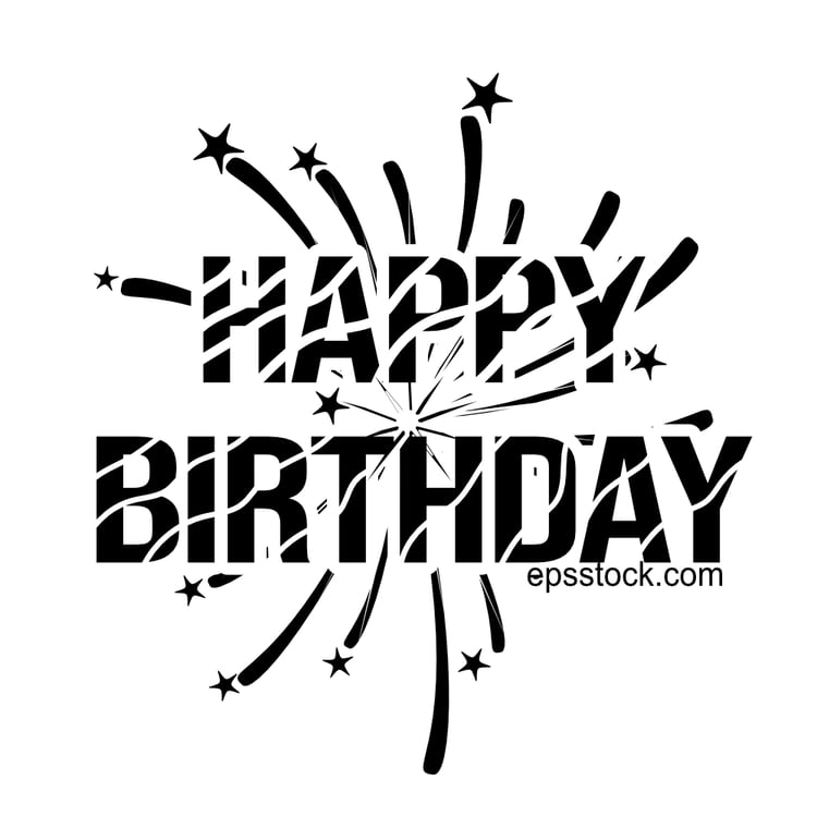 Happy birthday lettering with fireworks