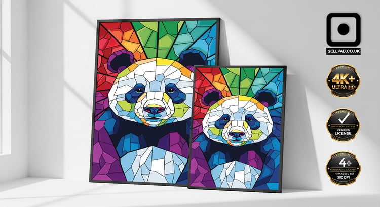 Mosaic Panda Pop Art Digital Animal Portrait – Contemporary Wall Art View
