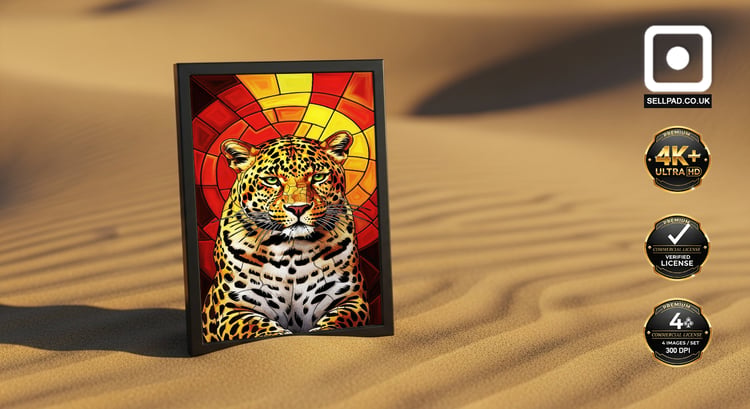 Mosaic Leopard Vibrant Digital Pop Art Portrait – Modern Lifestyle Wall Art