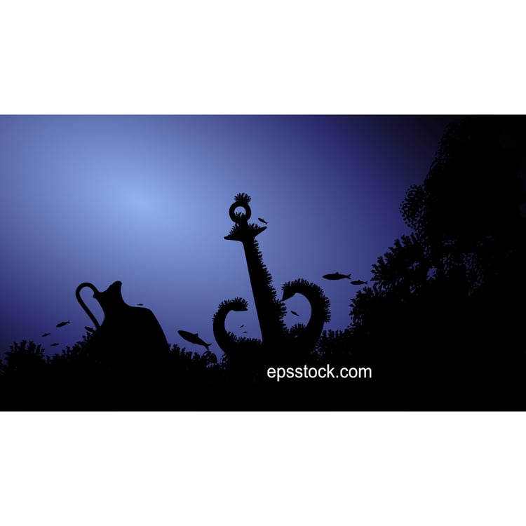 Anchor on the bottom in the ocean