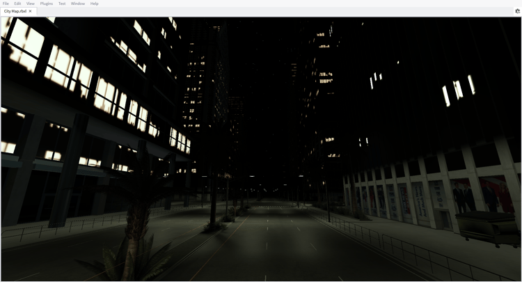 Alleyway between city blocks at night