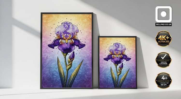 Dreamy Abstract Iris Flower Poster Art – Modern Home Aesthetic