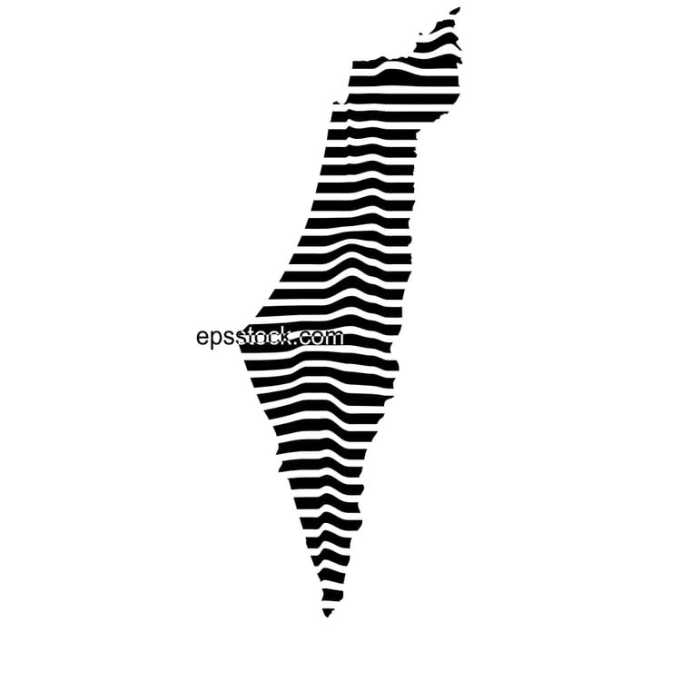 Relief map of Israel, black isolated silhouette