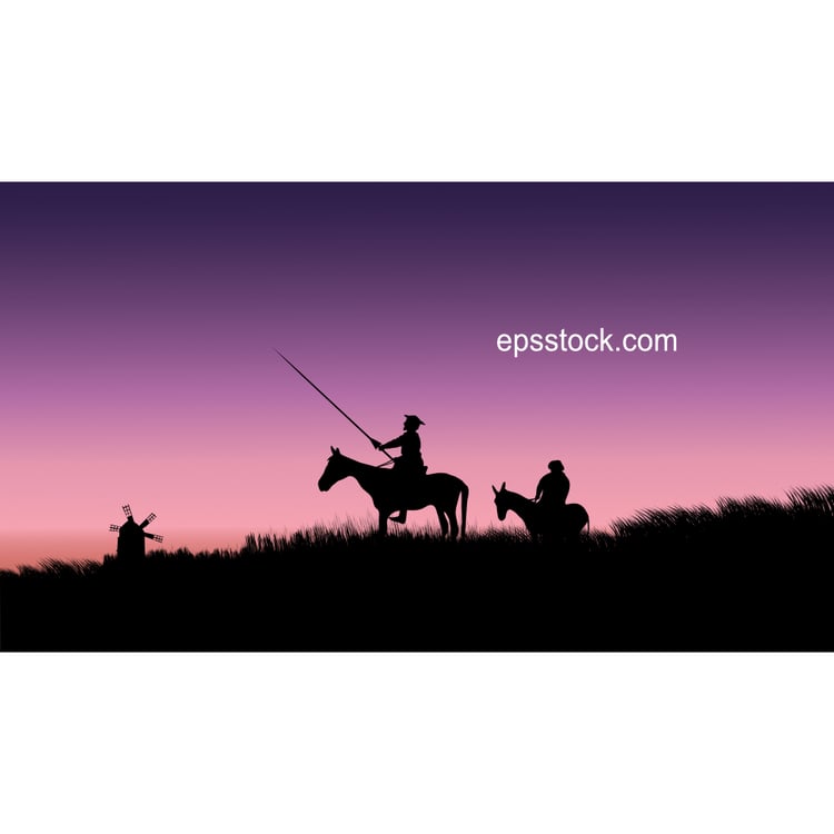 Don Quixote and Sancho Panza landscape
