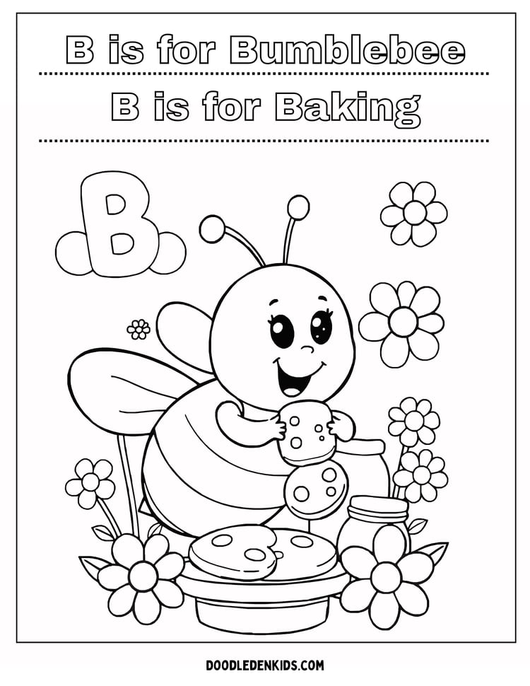 Free Letter B Coloring Pages | Alphabet Learning Fun | Doodle den Kids